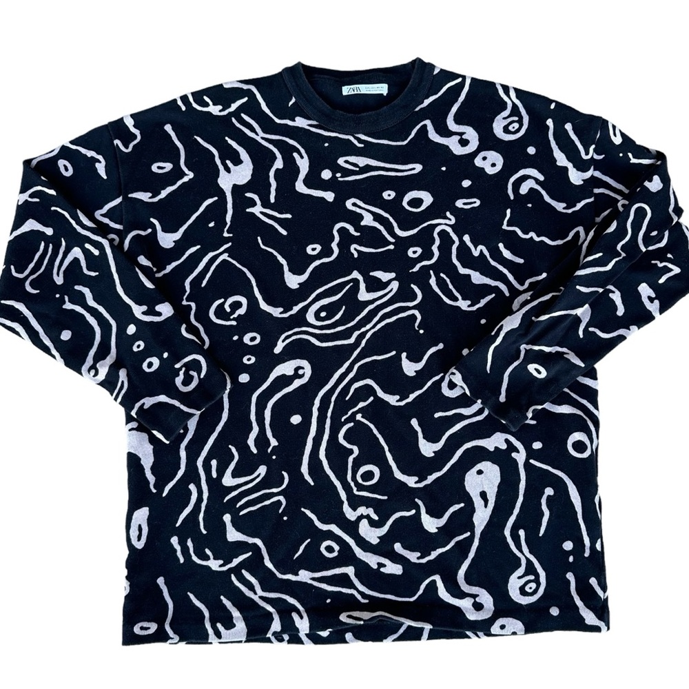 Zara Abstract Crewneck Trendy Size Large